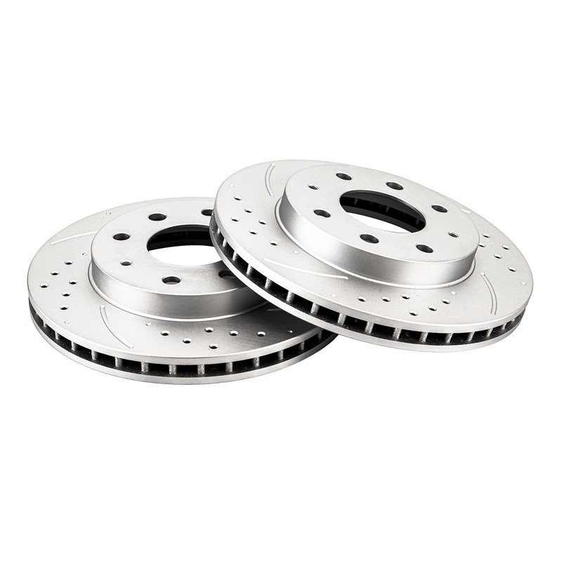 Pair of Front Drilled Slotted Vented Brake Rotors For 1992-1993 Eagle Summit gallery