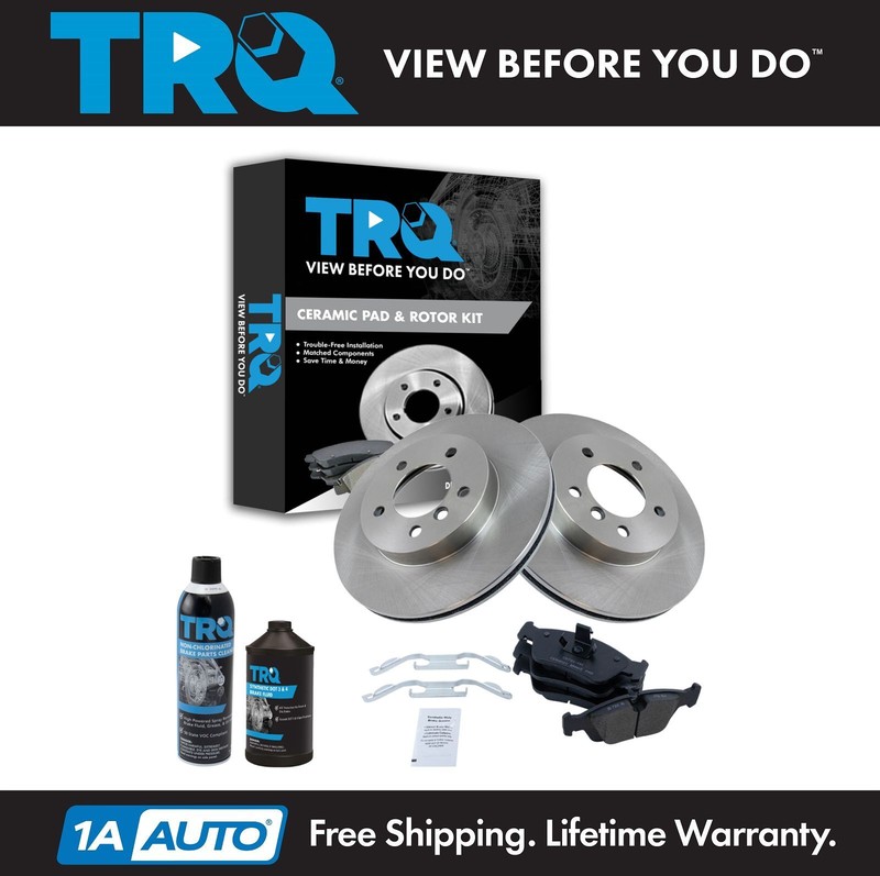 TRQ Brake Pad & Rotor Ceramic Front Kit w/Chemicals for BMW 3 Series Z3 Z4