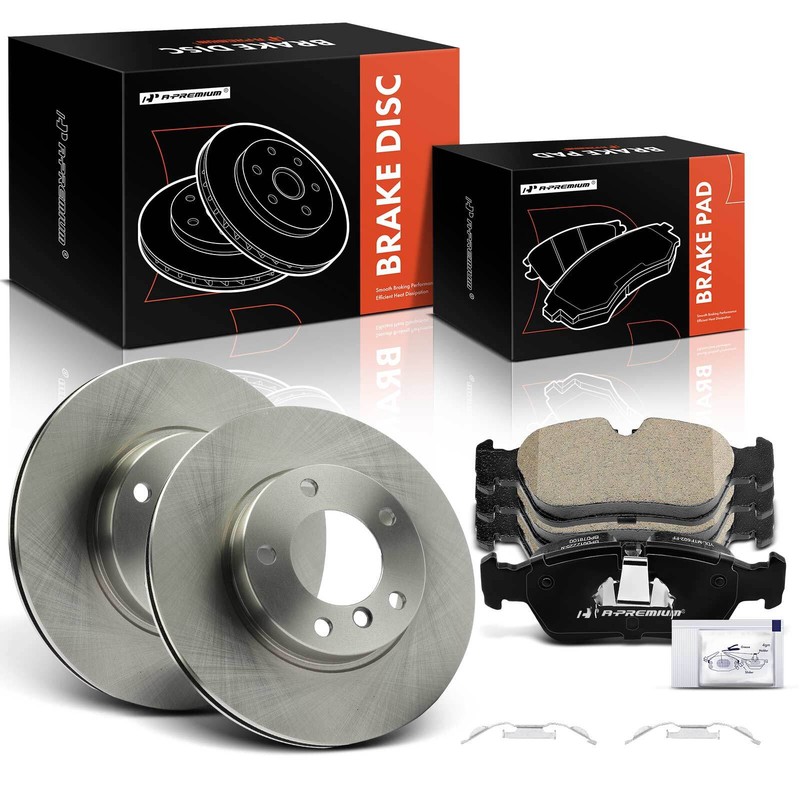 A-Premium Front Disc Brake Rotors & Ceramic Pads for BMW E36 E46 318i 1996-1998 gallery