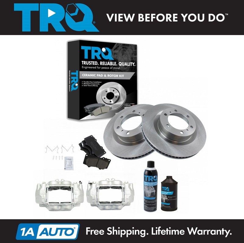 TRQ Front Ceramic Disc Brake Pads Rotors & Calipers Kit for GX460 4Runner