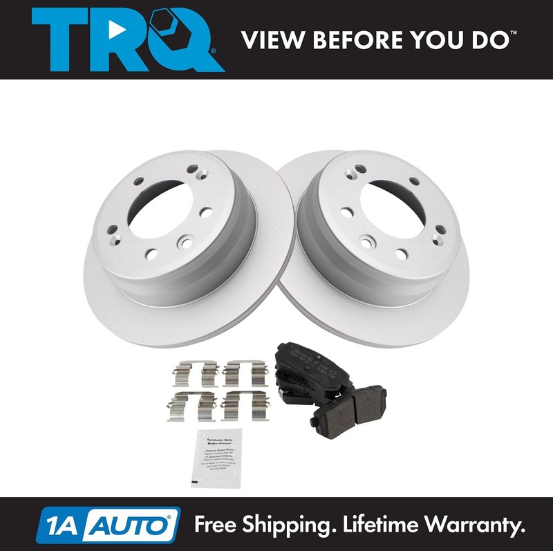 TRQ Rear Metallic Brake Pad & Coated Rotor w/Chemicals