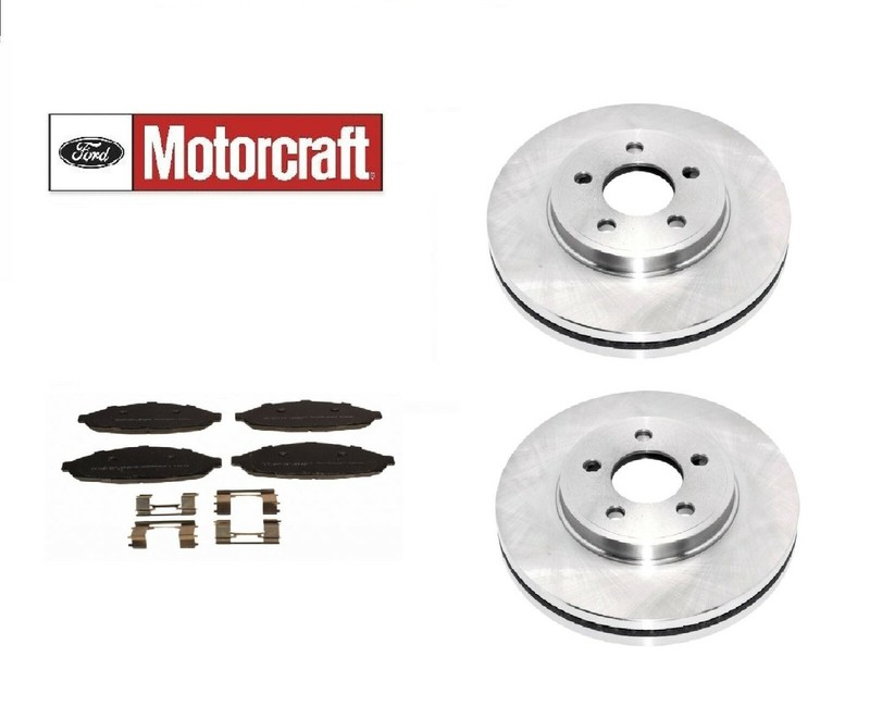 Set of 2 Front Disc Brake Rotor 54103 & Motorcraft Front Brake Pad BR931C