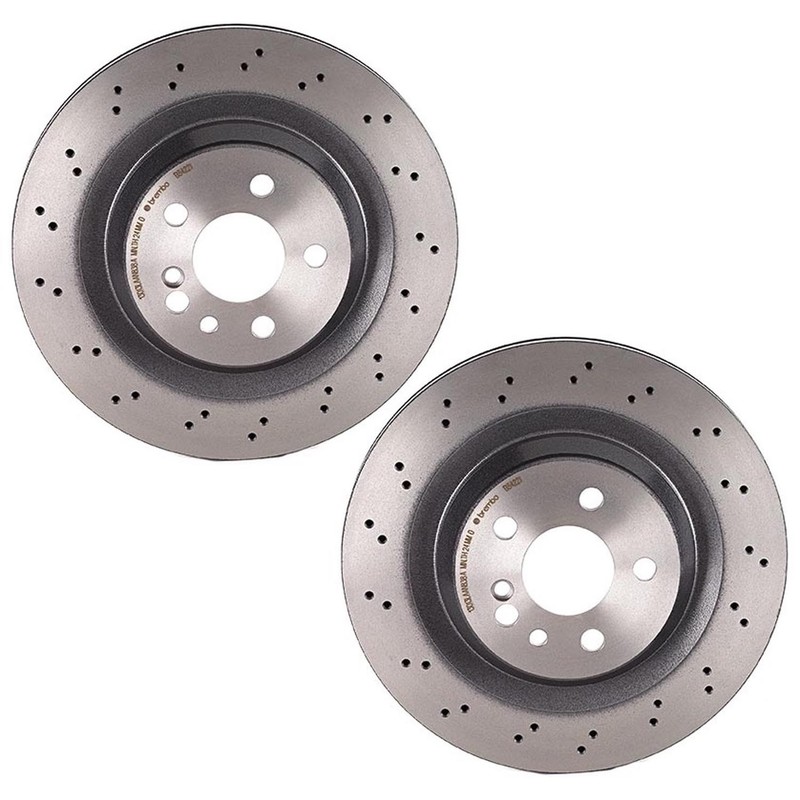 Brembo Pair Set of 2 Rear UV Coated X-Drilled Disc Brake Rotors For MB C215 W220