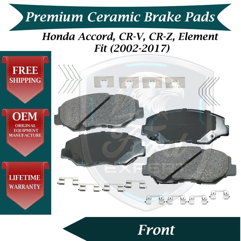 Akebono OEM Front Ceramic Brake Pads Kit For 2002-2017 Honda Lifetime Warranty