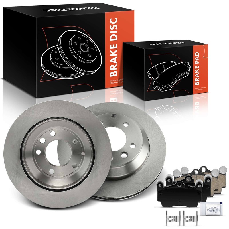 6x Rear Disc Brake Rotors & Ceramic Brake Pads for Volkswagen Touareg Audi Q7