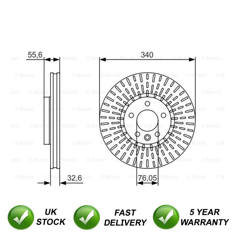 Brake Disc Front SJR Fits VW Transporter 2009-2024 2.0 TDi + Other Models