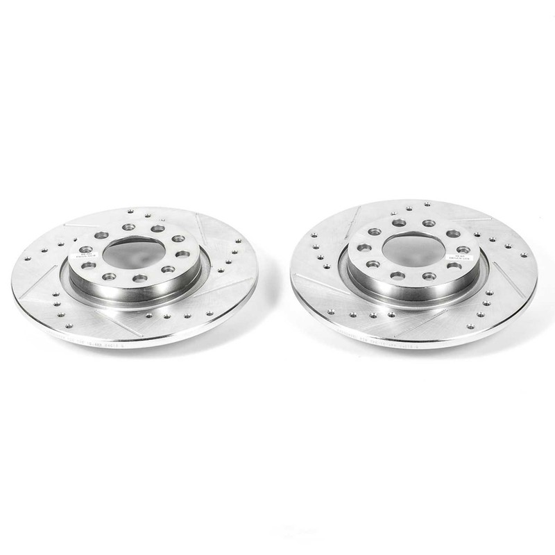 Disc Brake Rotor Set-Rear Drilled, Slotted and Zinc Plated Brake Rotor Pair