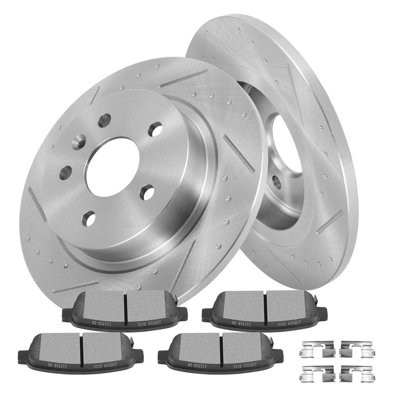 Rear Brake Drilled & Slotted Rotors & Pads For 2014-2015 Chevrolet Cruze