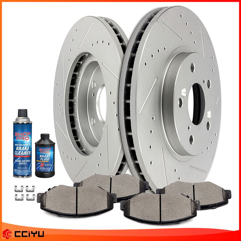 Front Drilled & Slotted Brake Rotors + Ceramic Pads For HONDA PILOT 2003 – 2008