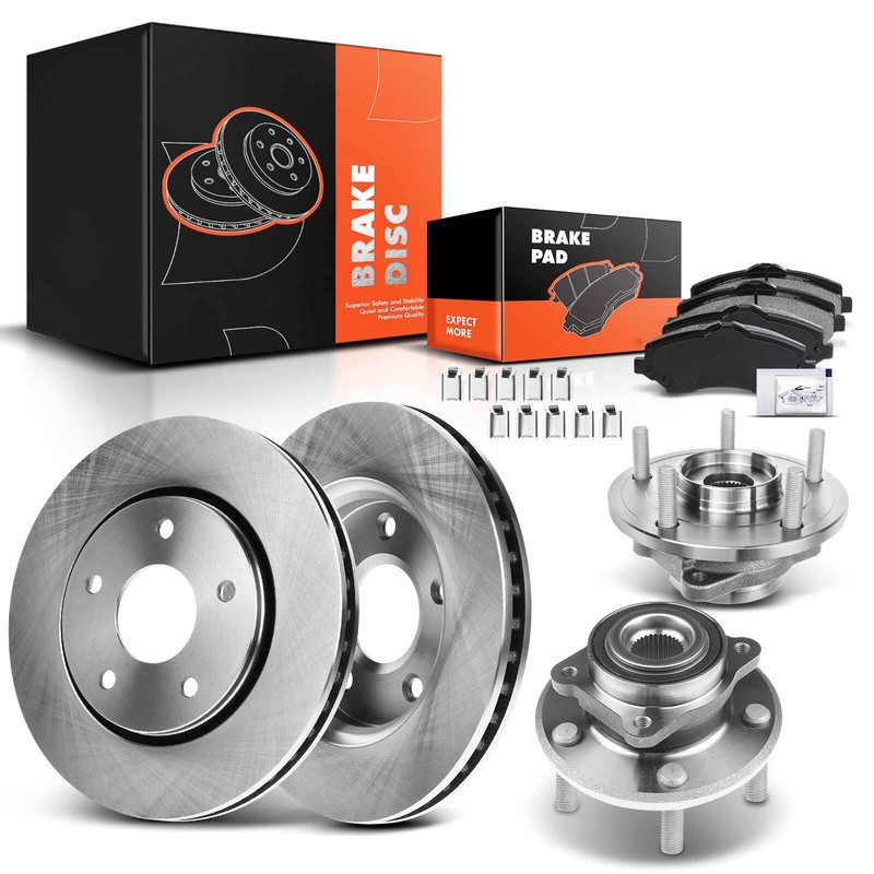 Front Disc Brake Rotors & Brake Pads + Hub Bearing for Dodge Journey 2009-2013
