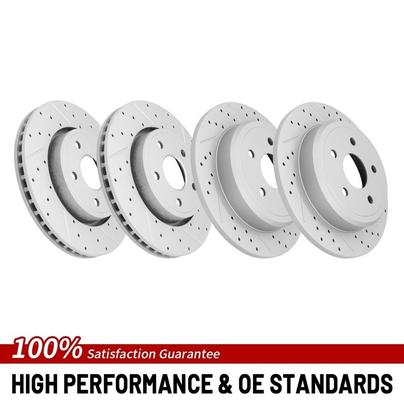 Front & Rear Drilled Brake Rotors For 2005-2010 Jeep Grand Cherokee Commander