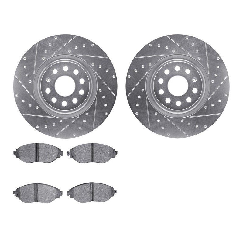For Audi Q3 2019-2025 Rotor Set | Silver | With Brake Pads | Drilled And Slotted gallery