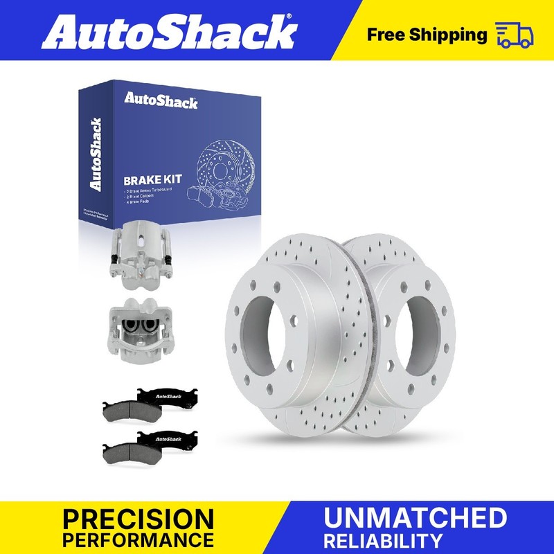 Rear Drilled Slotted Rotors Pad Calipers for Chevy, Silverado 2500 HD 01-06