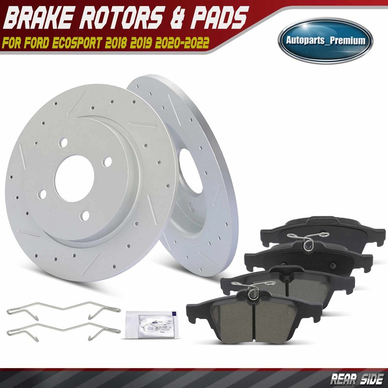 6x Rear Drilled Rotors & Brake Pads for Ford EcoSport 2018 2019 2020 2021 2022