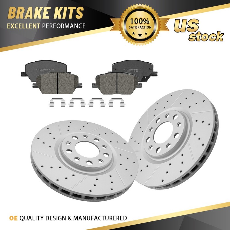 Front Brake Rotors & Ceramic Pads w/Hardware for Fiat 500X Jeep Compass Renegade