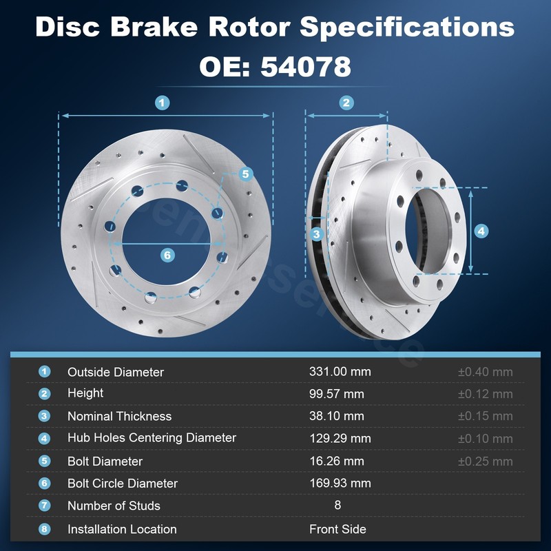For 99-2005 Ford F-250 F-350 Super Duty Excursion Front Brake Rotor & Brake Pad gallery