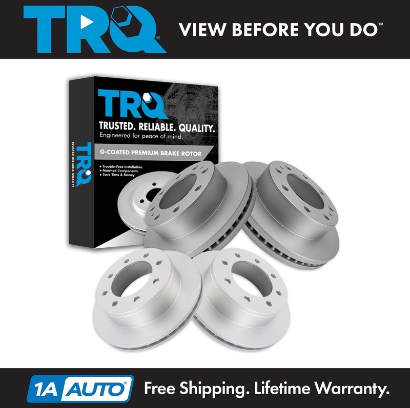 TRQ Front & Rear Brake Coated Rotor Kit of 4 for GM Van Pickup Truck