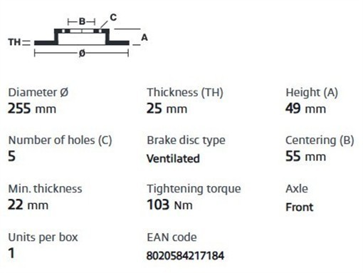 Brembo 09.B494.11 Prime UV Coated Vented Brake Rotors - Front Pair gallery