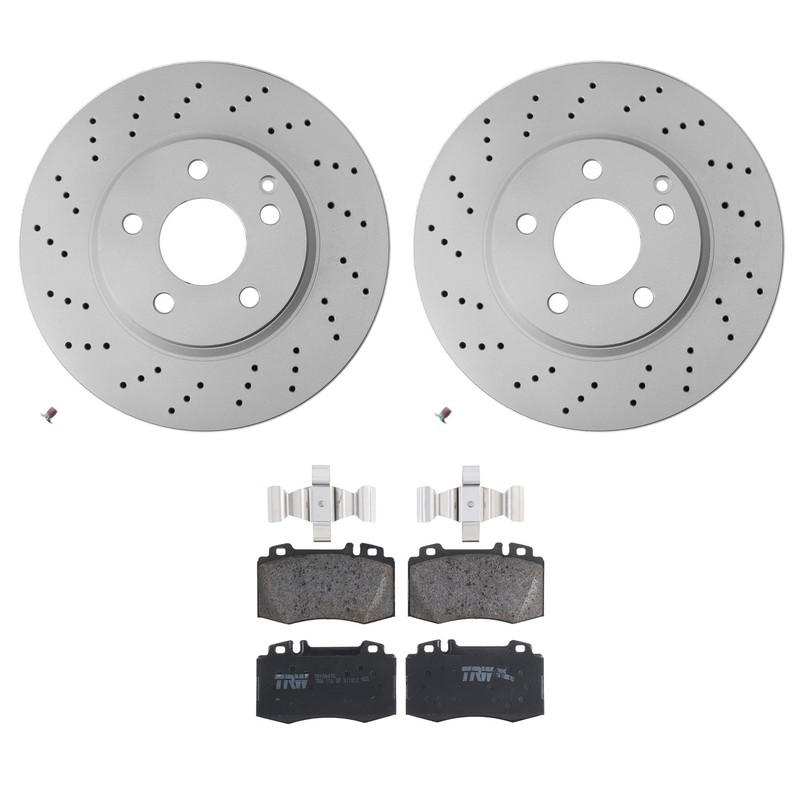 Hella Front Rotors TRW Pro Low-Met Disc Brake Pads Kit For Benz R230 SL500 GAS