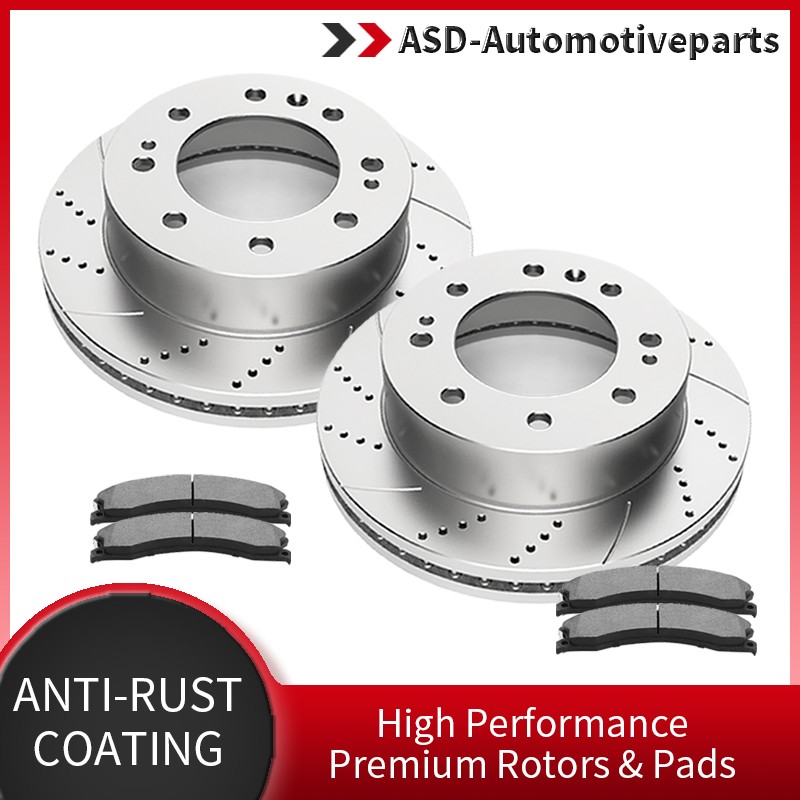Front Slotted Rotors Brake Pads Fit Chevrolet Silverado GMC Sierra 2500 3500 HD