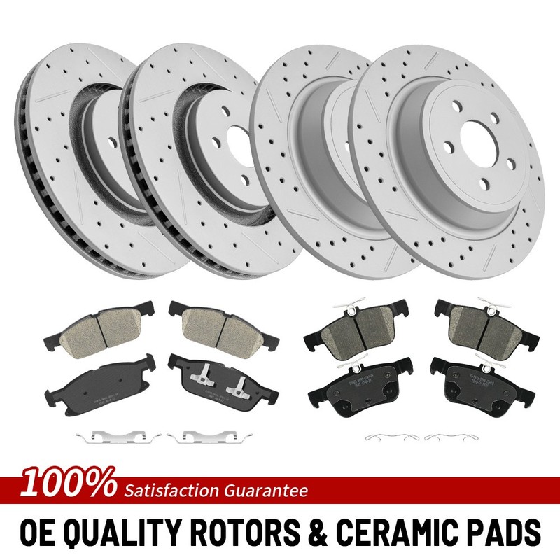 Front & Rear Drilled Rotors Pads For 2015-2021 Ford Edge Lincoln MKX Nautilus