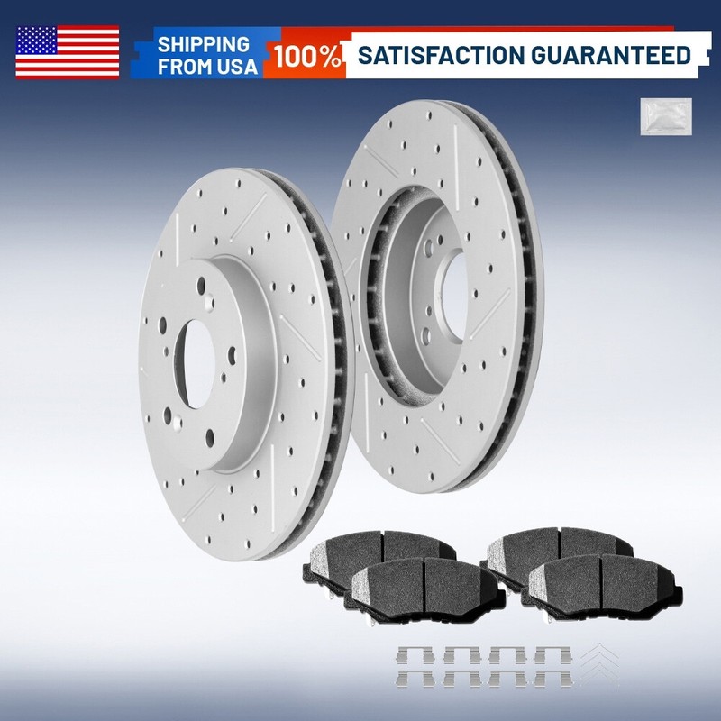 Front Drilled Rotors Ceramic Brake Pads for Honda Accord Civic Element Acura ILX