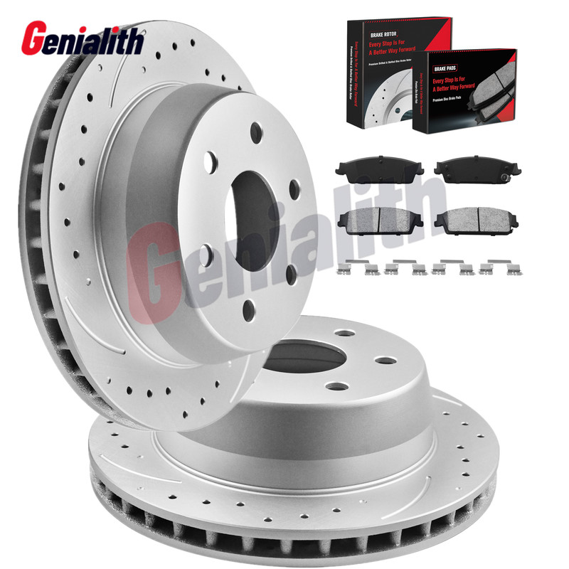 345mm Rear Drilled Brake Rotors Brake Pads for Avalanche Tahoe Yukon Suburban