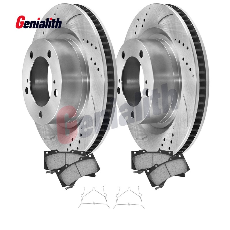 Front Drilled Rotors Brake Pads Kit for Toyota Tundra Sequoia Land Cruiser LX570