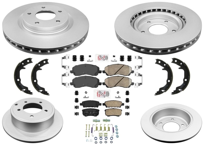 GEO Coated Disc Brake Rotors Pads Parking Shoes For Jeep Compass 2007-2017