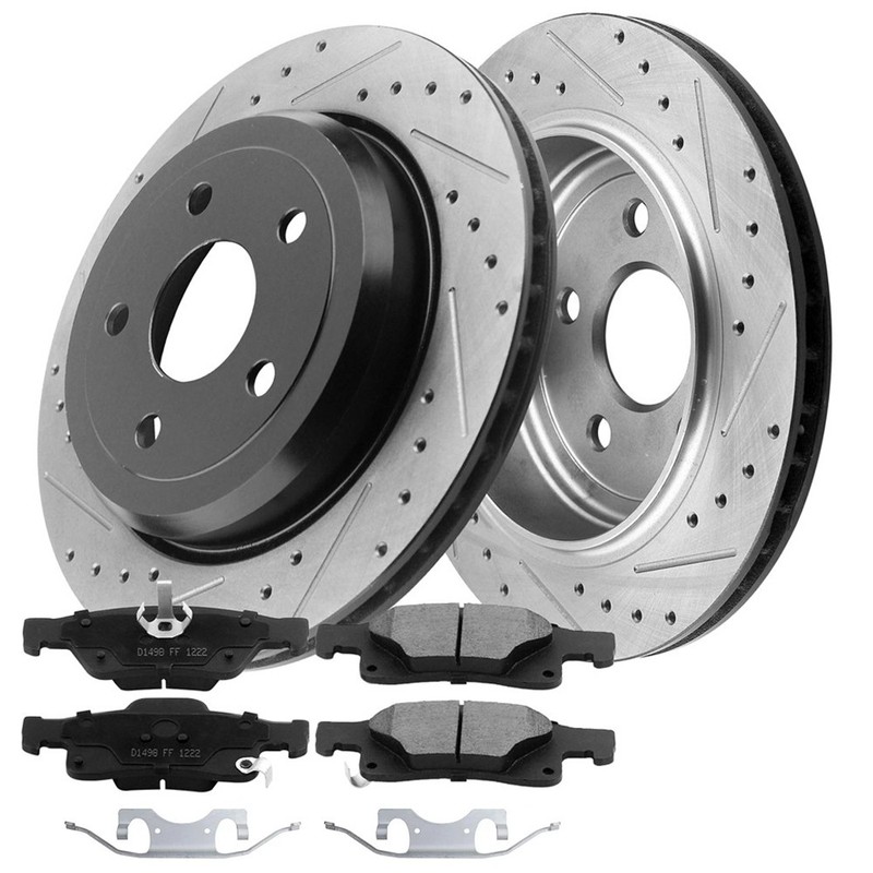 For Jeep Grand Cherokee Brake Rotors Rear Drilled Ceramic Pads Rear 2011-2022