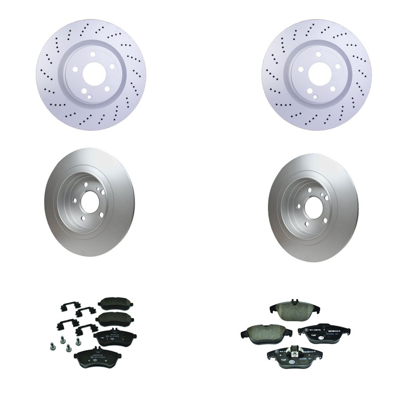 Hella Front 344mm Rear 300mmRotors Low-Met Disc Brake Pad Kit For W204 C250 Base