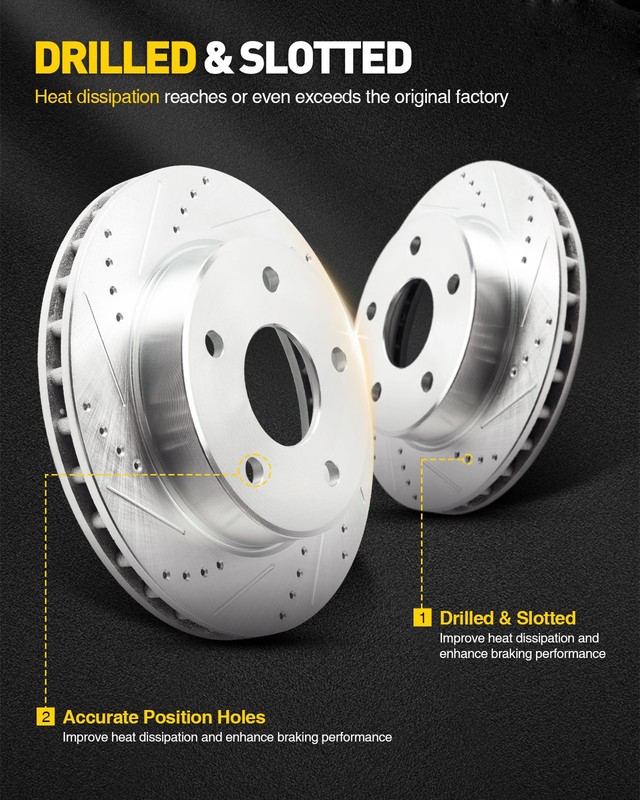 2x Front Drilled Slotted Zinc Brake Rotors for 2008-2011 Mercury Mariner 54123 gallery