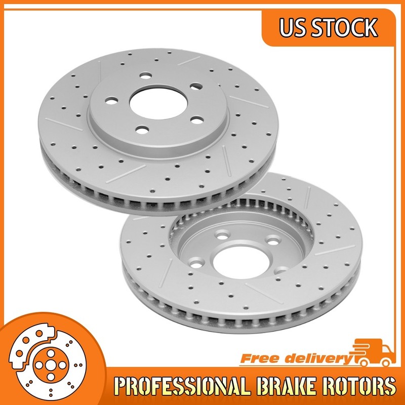 For 2005 2006 2007 2008 2010 Ford Mustang Base V6 4.0L Front Drilled Brake Rotor