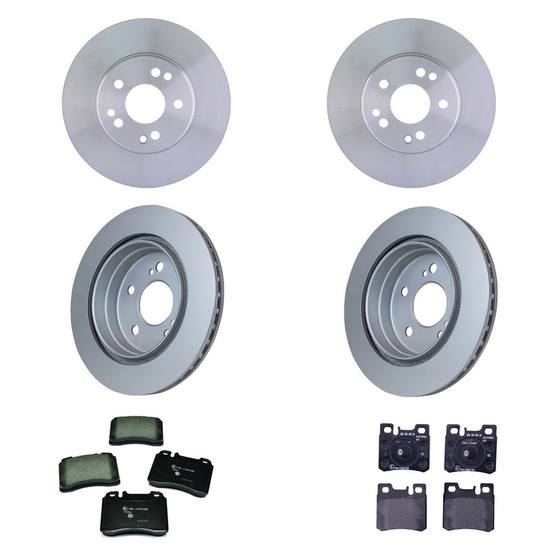 Hella Front Rear Rotors Low-Met Disc Brake Pad Kit For Benz W124 400E 1992 Base