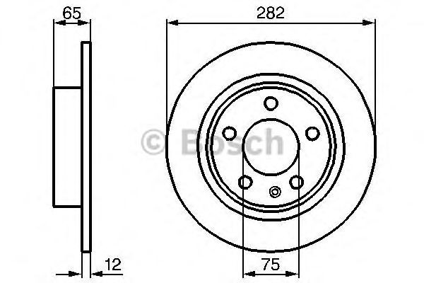 Bosch Brake Disc Rear Diameter 282mm 75mm Solid 11.9mm 0986478891
