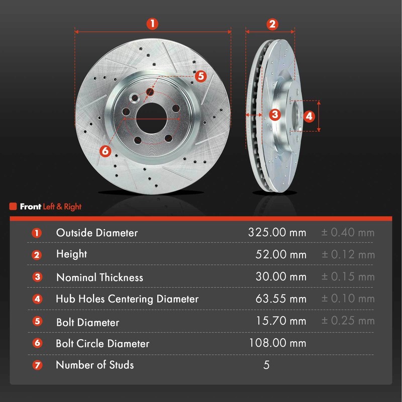 2Pcs Front Side Drilled Brake Rotor for Land Rover Discovery Sport 15-19 Jaguar gallery