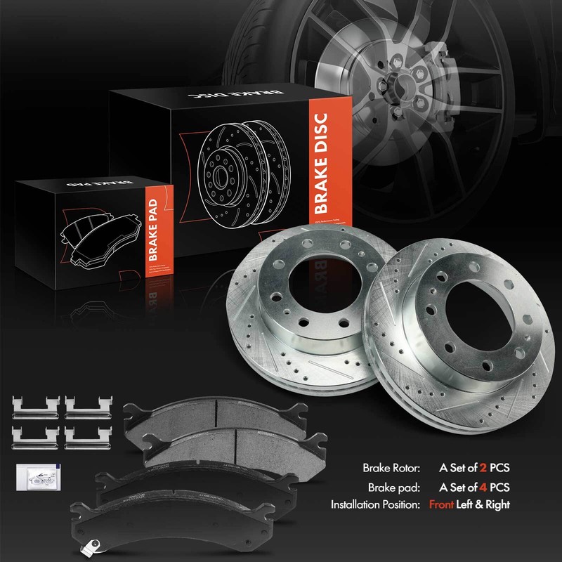 Front Drilled Brake Rotors & Ceramic Brake Pads for Chevrolet Express 3500 GMC gallery