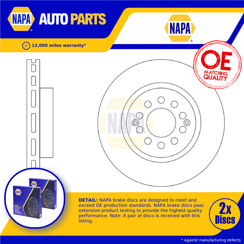 2x Brake Discs Pair Vented Front 280mm NBD5896 NAPA Set 10266048 Quality New