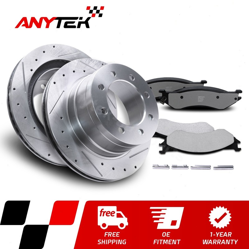 Rear Side 2x Brake Rotors & 4x Brake Pads for Dodge 2003-2008 Ram 2500 3500