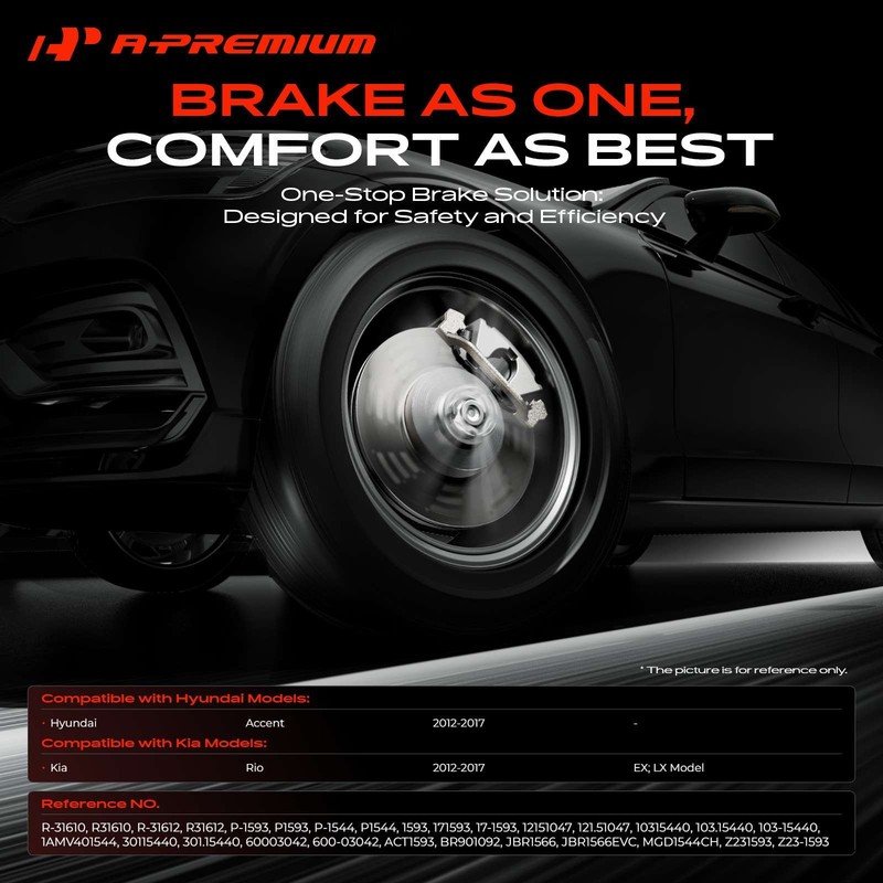 Disc Rotor & Ceramic Pads Front & Rear for Hyundai Accent Kia Rio 12-17 L4 1.6L gallery