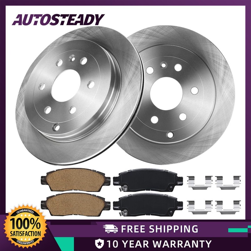Rear Disc Brake Rotors + Ceramic Brake Pads for GMC Acadia Saturn Outlook