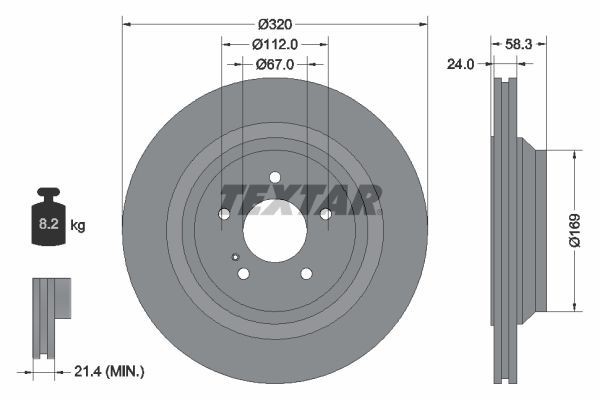 2X Textar 92160705 Rear Brake Discs 320mm Vented Fits Brabus Mercedes 50S Sl