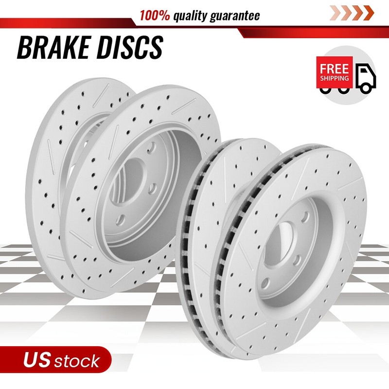 4PCS Front & Rear DRILLED & SLOTTED Brake Rotors for Grand Cherokee Commander
