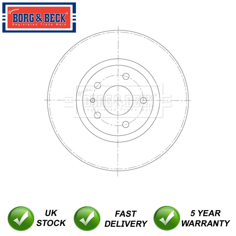 1x Brake Disc Front Borg & Beck Fits Ford Mondeo 2014- 5322975