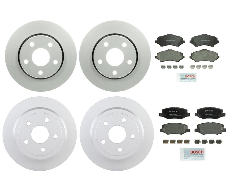 Bosch Front 302mm Rear 316mm Brake Disc Rotors Semi-Met Pads Kit For Wrangler JK