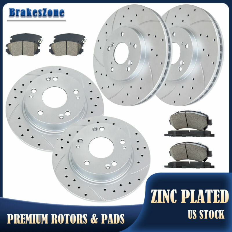 ​282mm Front and 260mm Rear Brake Rotors and Pads for Honda Accord 2003-2007