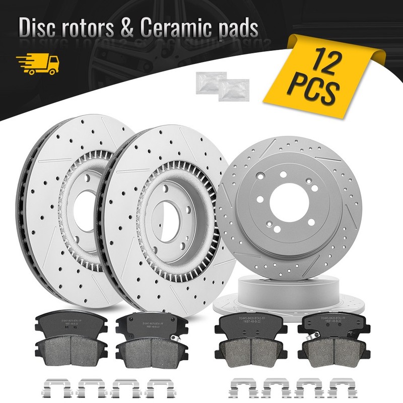 Front And Rear Drilled Disc Rotors Brake Pads for 2017-2022 Kia Sportage