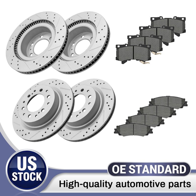 Front Rear Brake Rotors Ceramic Pads Kit for Toyota Tundra Sequoia Lexus LX600