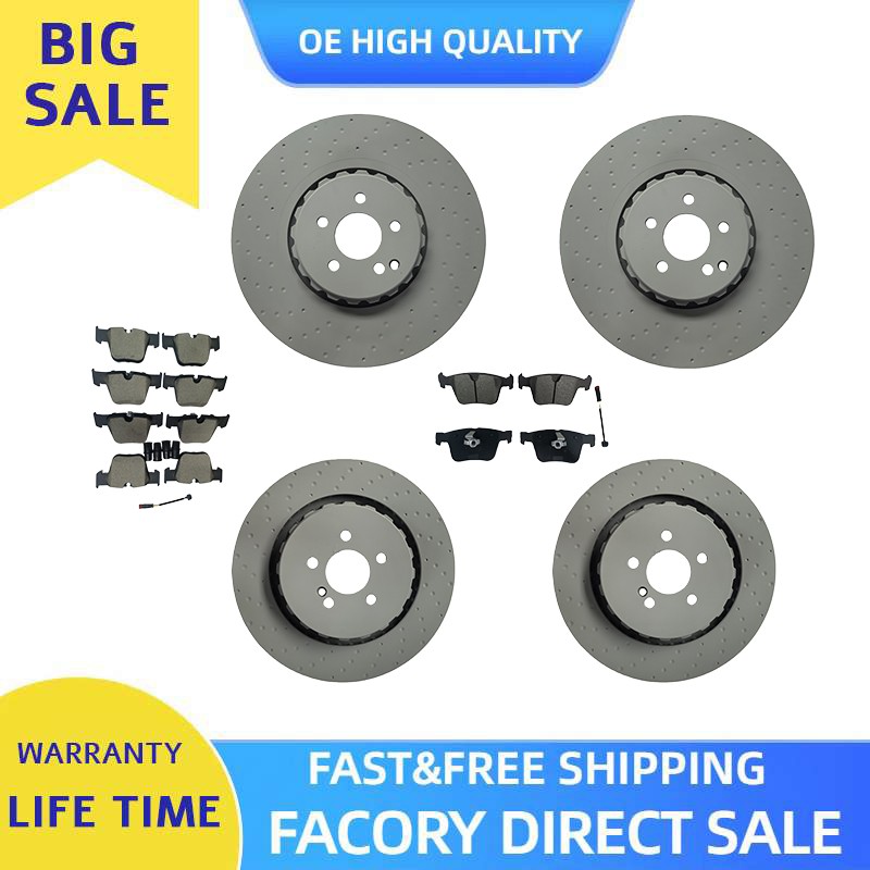 Front Rear Disc Brake Rotor Ceramic Pad Fit 2010 Mercedes S63 S65 Cl63 Cl65 Amg
