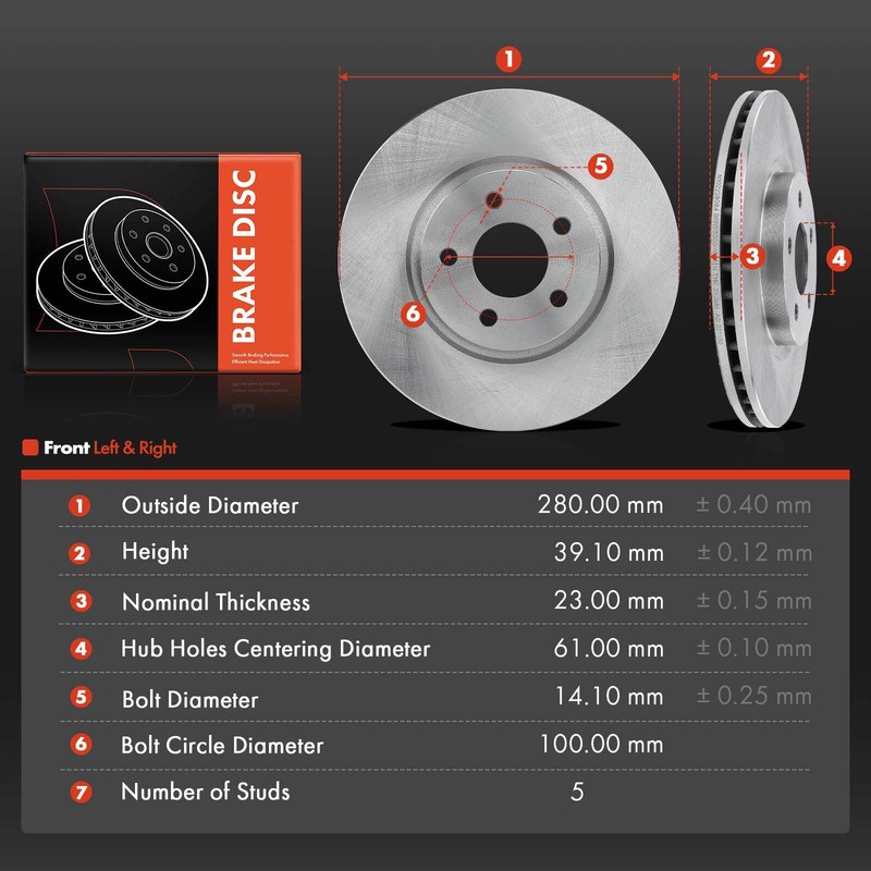 2x Front Left & Right Disc Brake Rotors for Chrysler PT Cruiser 2001-2010 2.4L gallery
